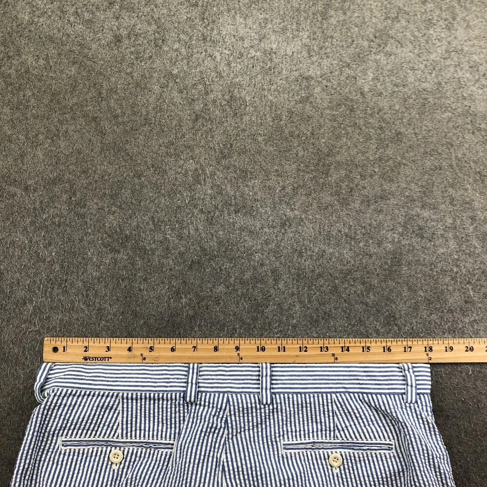 Vineyard Vines Shorts Mens 36 Blue Striped Chino Flat Front 10 Inseam Seersucker